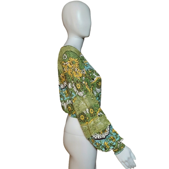 Anthropologie Tiny Long Sleeve Printed V Neck Wrap Top - Picture 8 of 16